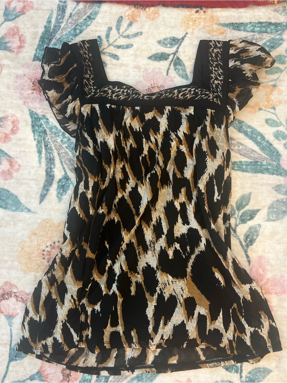 a.x.ess by Liz Claiborne Black Top with Animal Print Accent